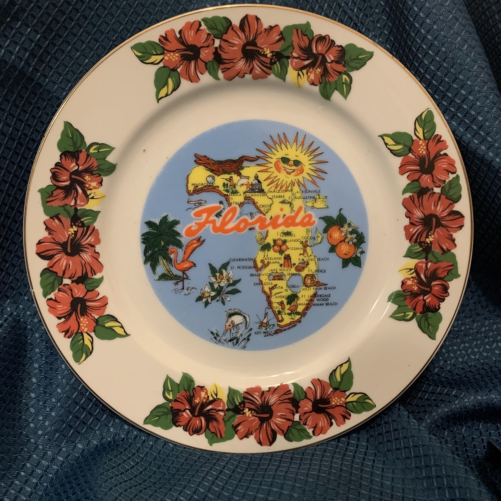 Florida Souvenir Plate with Floral Design